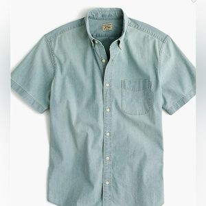 J.Crew Men’s Large Stretch Short Sleeve Shirt in Light Wash Chambray